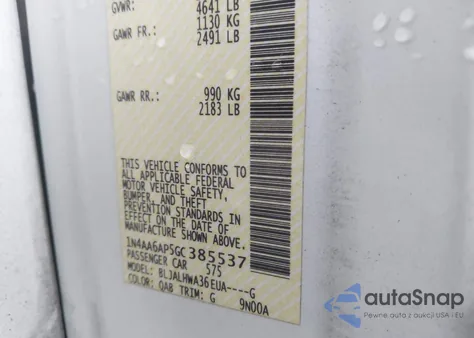 2016 Nissan Maxima 3.5 Platinum z USA, uszkodzony, nr VIN 1N4AA6AP5GC385537